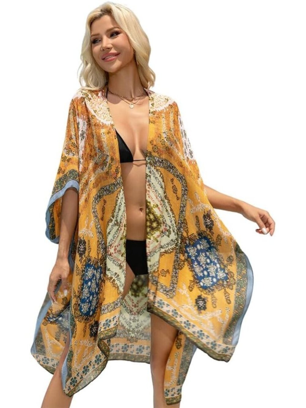 Women Rz Ginger Bloom Viscose Summer Lightweight Boho Kimono Cardigan Cover up